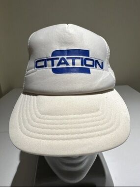 CITATION White Trucker Hat with Blue Logo